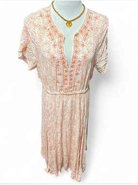 Torrid Ivory Coral Boho Gauze Dress Size 1 (XL 14/16) EUC